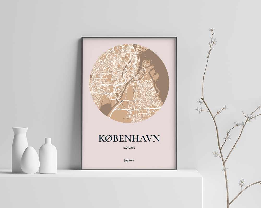 København Plakaten Rundt Kort Guld 70 100 Cm  B1