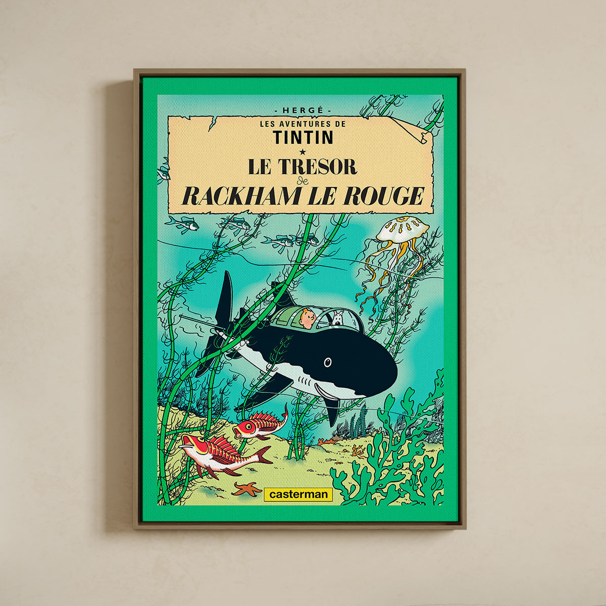 Lærredsprint Med Svæveramme Tintin Le Trésor De Rackham Le Rouge