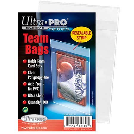 100 Lommer Ultra Pro Team Bag Sleeves  Til Opbevaring   Top Loaders  Sleeves  81130