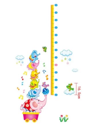 Målebånds Wallsticker  Balancerende Elefanter  Fra 60-180cm