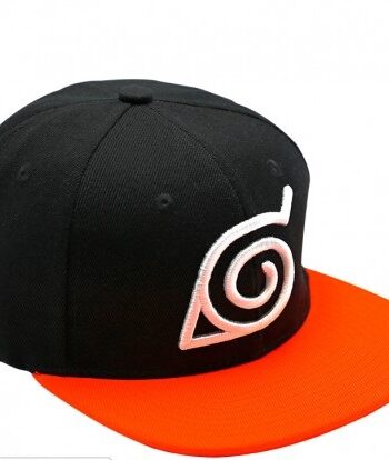 Naruto Shippuden Black   Orange Konoha Snapback Cap