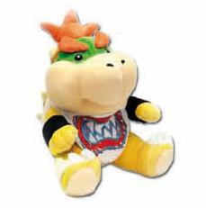 Nintendo Mario Plush Bowser Jr   Junior  Sitting Top Kvalitet  Sanei  Bamse 19cm