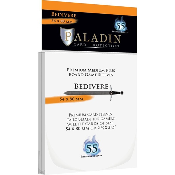 Paladin Sleeves Bedivere Premium Medium Plus 54x80mm Clear  Transparent   55 Kortlommer