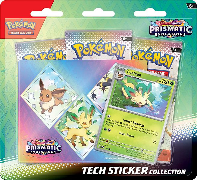 Pokemon Blister Pack Scarlet Violet: Prismatic Evolutions Tech Sticker Collection Blister: Leafeon Boosters