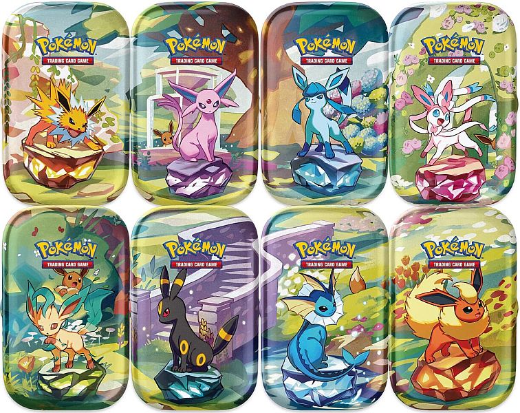 Pokemon Sv08 Prismatic Evolutions Mini Tins Display