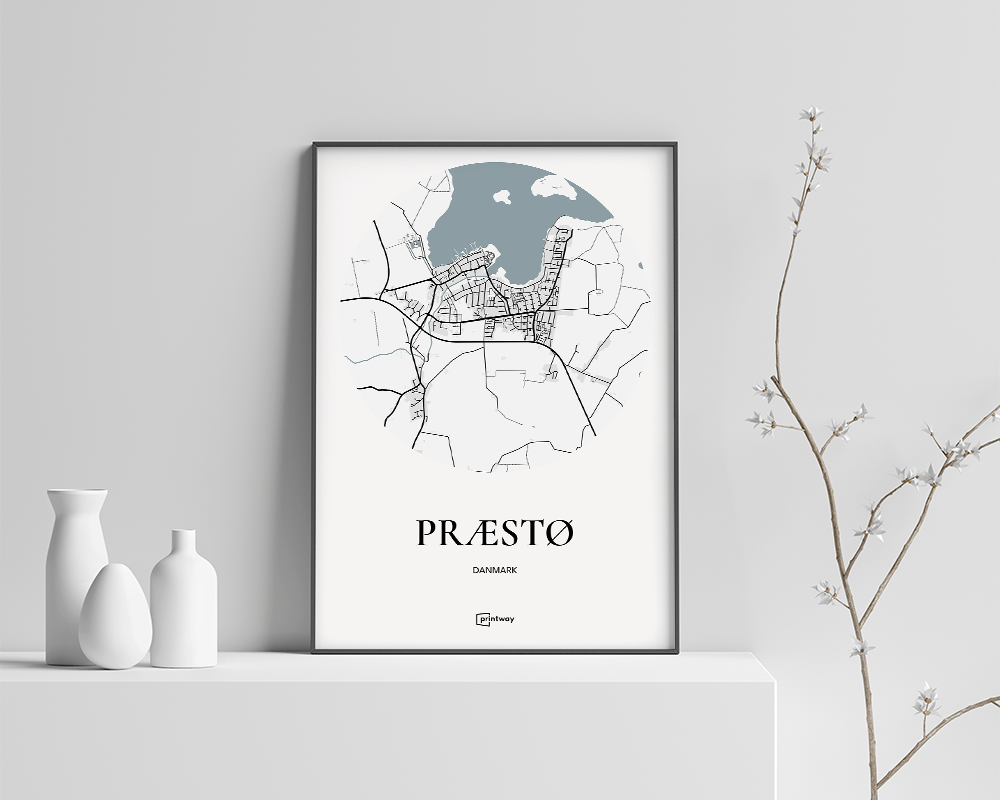 Præstø Plakaten Rundt Kort Hvid 70 100 Cm B1