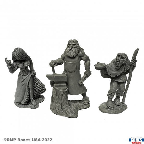 Reaper Bones Usa Reaper Legends: Townsfolk Strumpet Blacksmith Beggar Plastic Miniatures