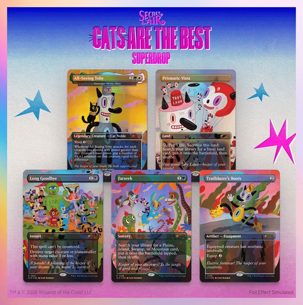 Secret Lair Drop Series  2026 : Cats Are The Best Superdrop: Toby   Journey By Gary Baseman 226 128 139 226 128 139   Foil