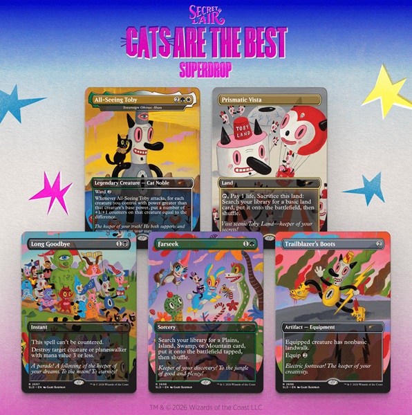 Secret Lair Drop Series  2026 : Cats Are The Best Superdrop: Toby   Journey By Gary Baseman  Regular