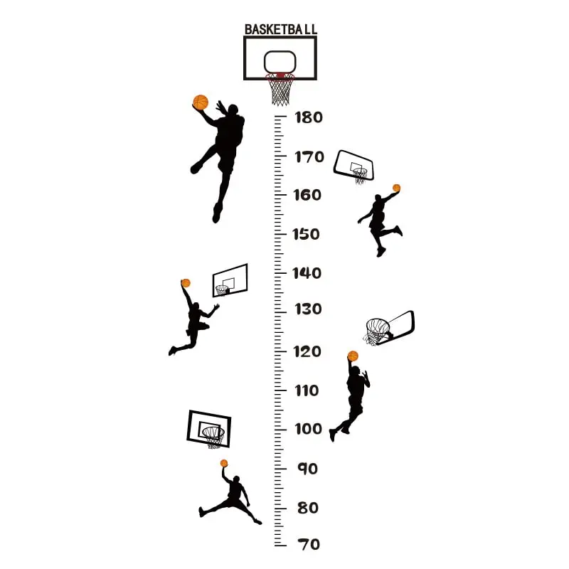 Sej Basket Målebånds Wallsticker Fem Basket Scoringer Højden Fra 70-180cm