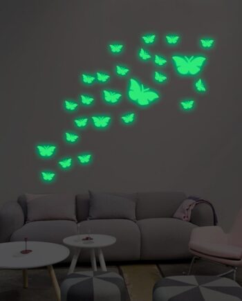 Selvlysende Sommerfugle Wallsticker    Store  23 Små 25 Stk   Alt