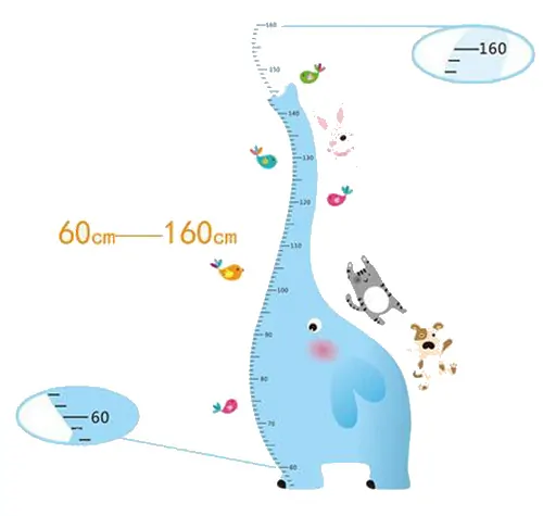 Sjov Og Flot Målebånds Wallsticker Elefant Fra 60-160cm