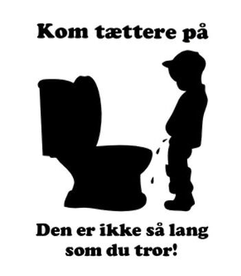 Sjov Toilet Wallsticker  Den Er For Kort  26x35cm