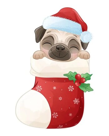 Sød Og Flot Jule Wallsticker Til Væg Eller På Toilettet  Hund   Julesok