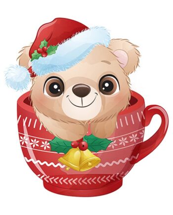Sød Og Flot Jule Wallsticker Til Væg Eller På Toilettet  Julebamse   Kop