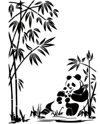 Sød Panda Wallsticker  Mor Med Panda Unge  60x43cm