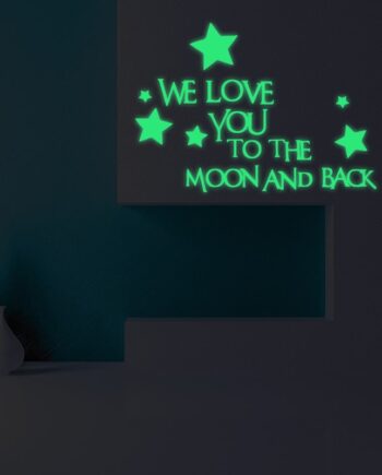 Sød Selvlysende Wallsticker  We Love You To The Moon And Back