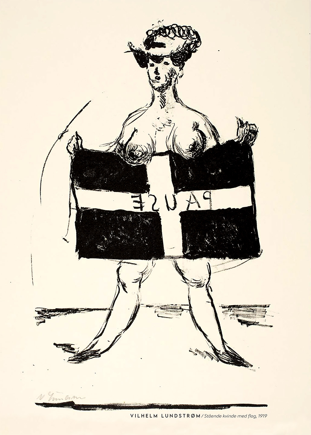 Stående Kvinde Med Flag 1919 Af Plakatwerket