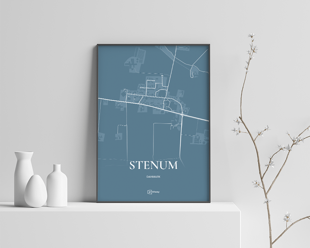 Stenum Plakaten Fuldt Kort Havblå 70 100 Cm B1