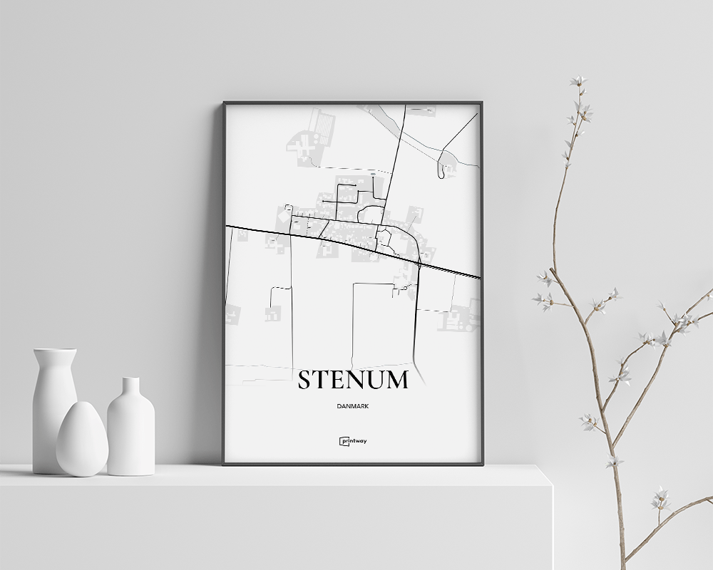 Stenum Plakaten Fuldt Kort Hvid 70 100 Cm B1