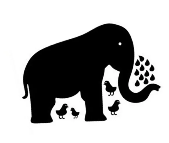 Stor Elefant Tavle Wallsticker Til Kridt 90x60cm