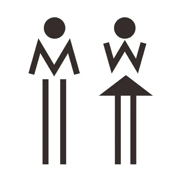 Toilet Skilt Med To Tændstik Figurer       19x13cm