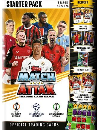 Topps Match Attax Match Attax 2024 2025: Uefa Champions League Starter Pack  Starters 195 166   Med Boosters  Mappe Og Mere