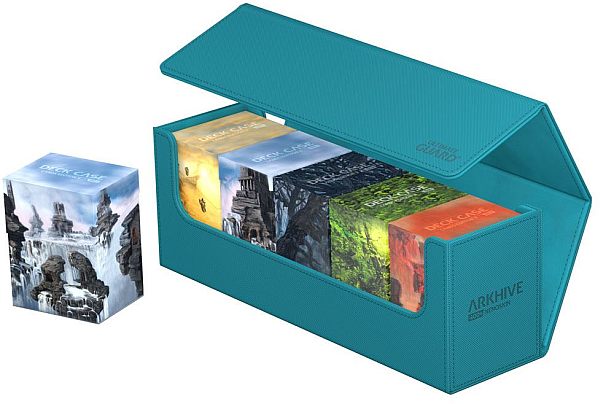 Ultimate Guard Arkhive Flip Case  Multi-deck Box  400  Standard Size Xenoskin Monocolor Petrol Blue  Petroleumsbl 195 165