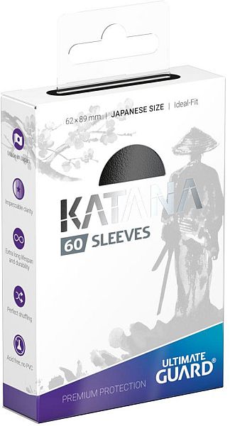 Ultimate Guard Katana Sleeves  Kortlommer  Japanese Size  Yugioh-st 195 184 Rrelse  Black  60 Sleeves