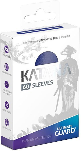 Ultimate Guard Katana Sleeves  Kortlommer  Japanese Size  Yugioh-st 195 184 Rrelse  Blue  60 Sleeves
