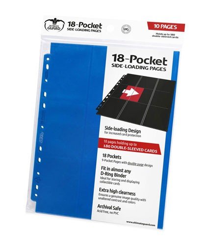 Ultimate Guard 18-pocket Pages  Mappelommer Til Ringbind 11 Huller  Side-loading Blue  Bl 195 165   10