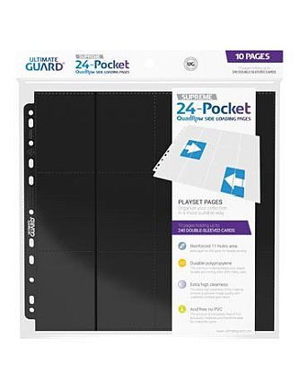 Ultimate Guard 24-pocket Pages  Mappelommer Til Ringbind 11 Huller  Side-loading Standard Size Black  Sort   10