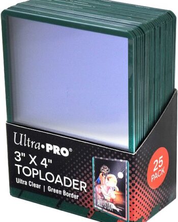 Ultra Pro Toploader: Ultra Clear  Green Border  Box  25 Stk  Plastik Deck Protector Til Kort   Lommer Sleeves  84916
