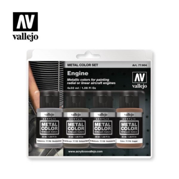 Vallejo Metal Color Air: Paint Set  226 128 147  Engine Colors    Colors