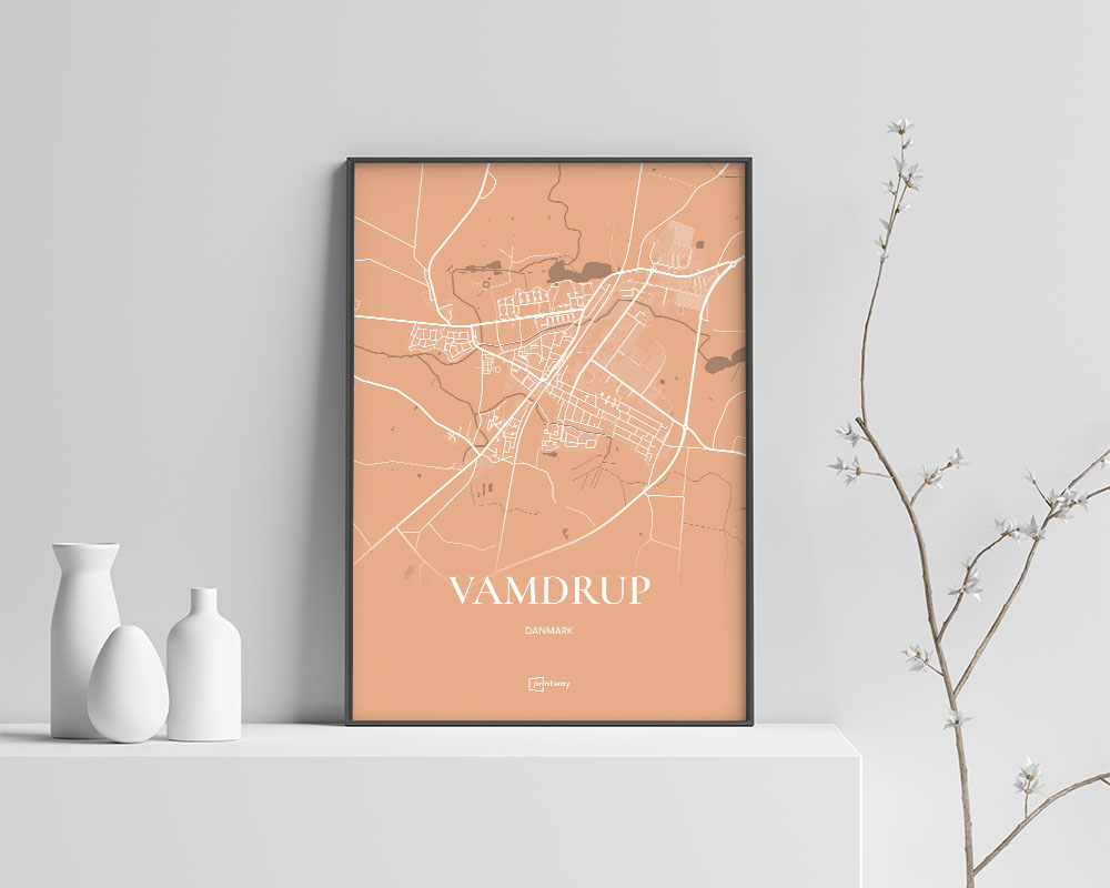 Vamdrup Plakaten Fuldt Kort Guld 70 100 Cm B1