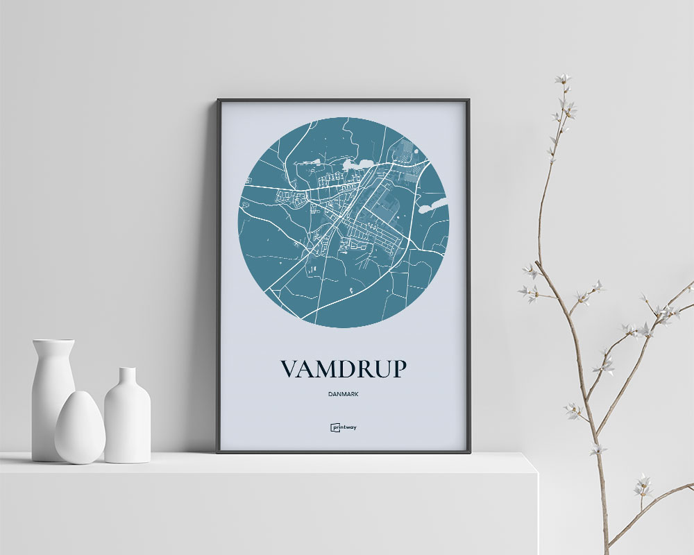 Vamdrup Plakaten Rundt Kort Havblå 70 100 Cm B1