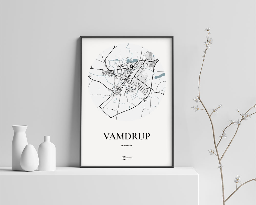 Vamdrup Plakaten Rundt Kort Hvid 70 100 Cm B1
