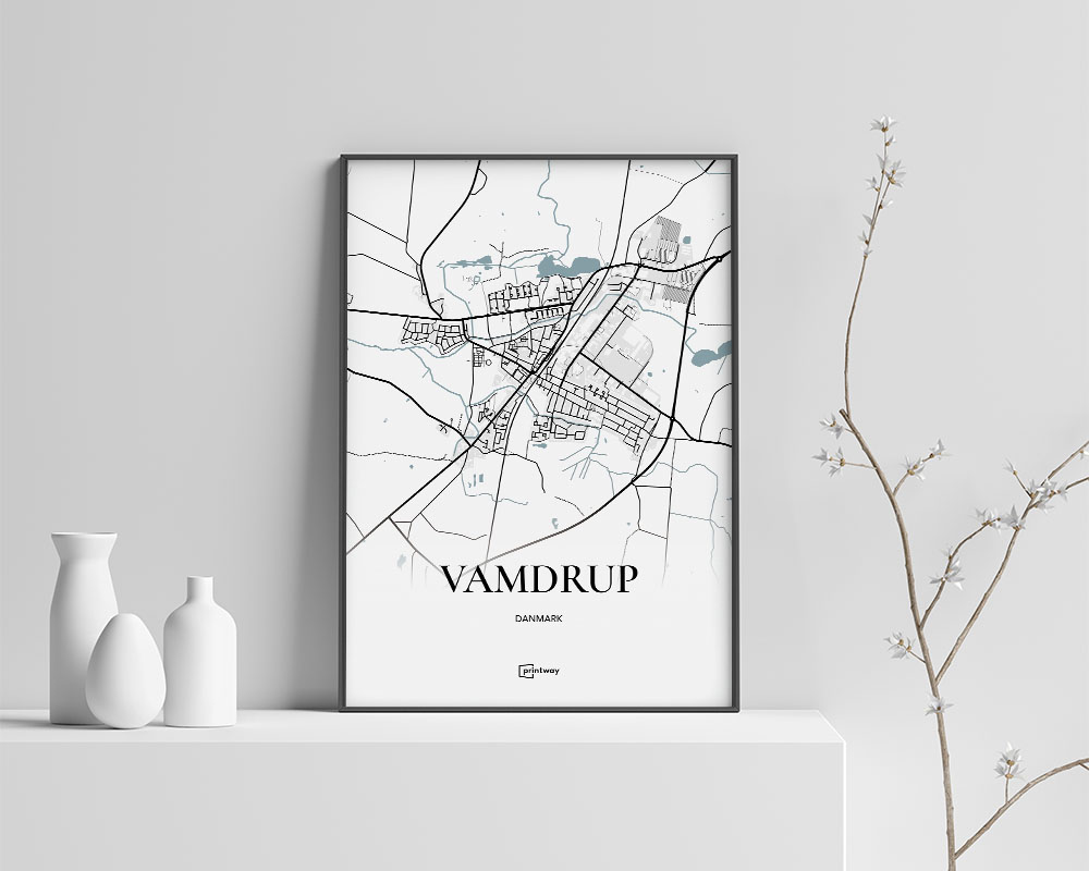 Vamdrup Plakaten Fuldt Kort Hvid 70 100 Cm B1