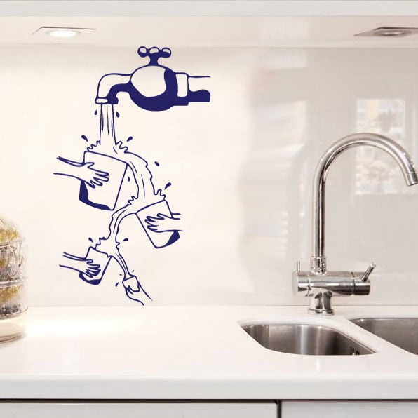 Vandhane Med Vand Glas Wallsticker
