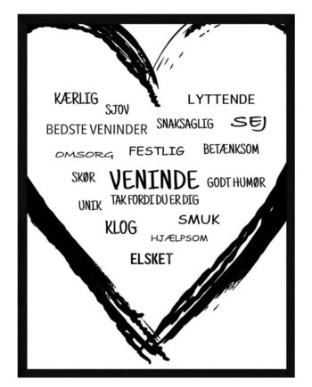 Veninde Hjerte Plakat