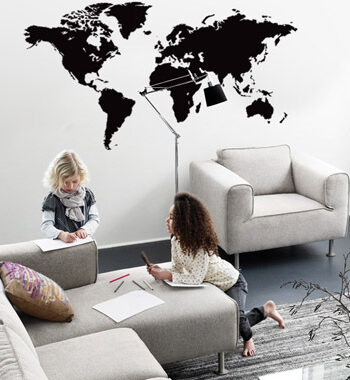 Verdenskort Wallsticker Af Anline Ruby  80x40 Cm