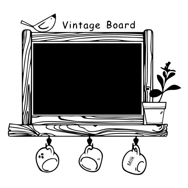 Vintage Board Wallsticker Tavle Til Kridt 98x86cm
