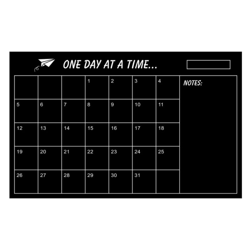 Wallsticker Tavle One Day At Time Månedskalender Til Kridt Inkl Kridt 60x45cm