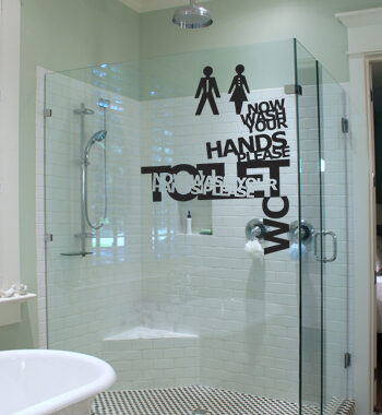 Wash Your Hands Wallsticker Af Diana Lovring  45x55 Cm