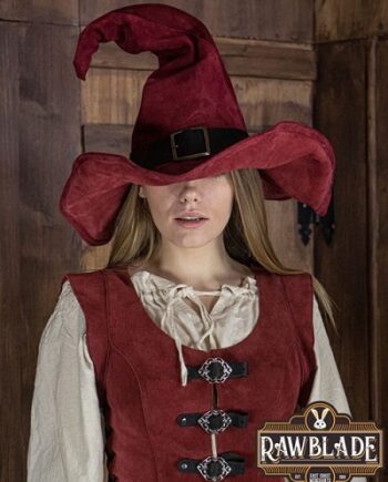 Wikka The Witch Hat Split Leather Red Rawblade Medium Live Rollespil