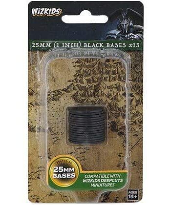 Baser Wizkids Deep Cuts Black 25mm Round Bases   15 Wzk73593