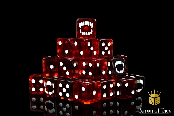 Dice Terningesæt 25 Terninger Baron Of Dice: D6 -sidet Bloody Bite Square Corners