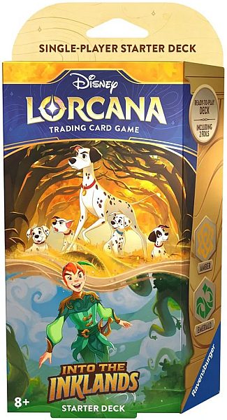 Disney Lorcana Tcg: Set 03 Into The Inklands Starter Deck: Amber Emerald Pongo Peter Pan