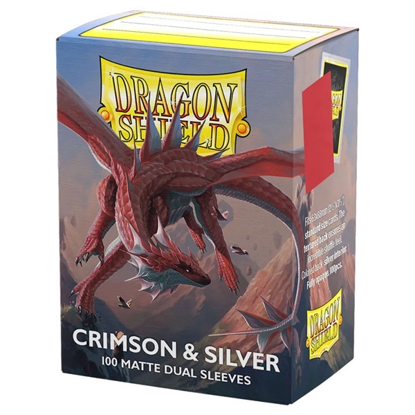 Dragon Shield Deck Protectors Matte Dual Sleeves: Crimson Silver 100 Lommer Dragonshield Sleeves At-15072