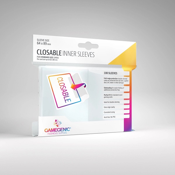 Gamegenic Closable Inner Sleeves Perfect Precise Fit Clear Transparent 100 Kortlommer